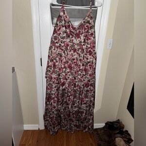 ARULA Pink and Cream Floral Maxi Dress